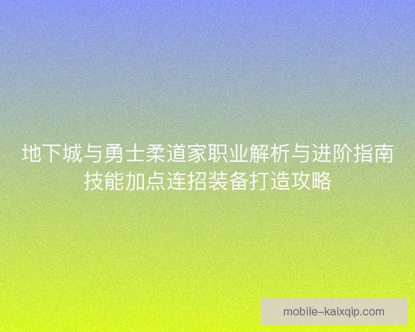 地下城与勇士柔道家职业解析与进阶指南技能加点连招装备打造攻略 地下城与勇士柔道家职业解析与进阶指南技能加点连招装备打造攻略