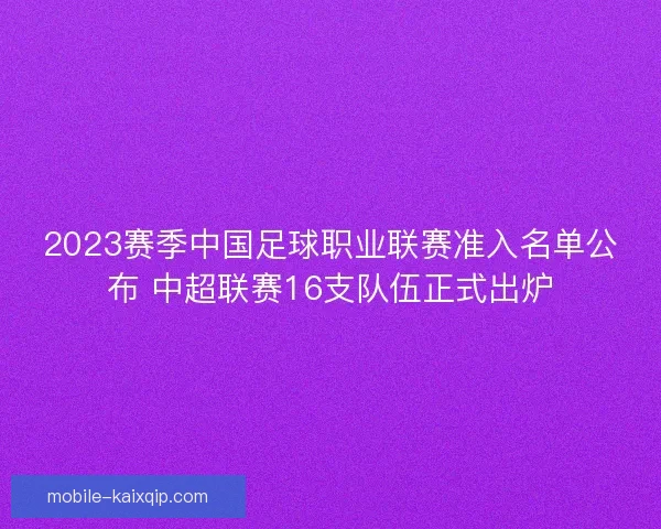 2023赛季中国足球职业联赛准入名单公布 中超联赛16支队伍正式出炉 2023赛季中国足球职业联赛准入名单公布 中超联赛16支队伍正式出炉